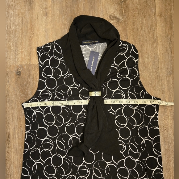 Adrienne Vittadini Sleeveless Scarf Top Size Medium Black & White - Picture 7 of 11